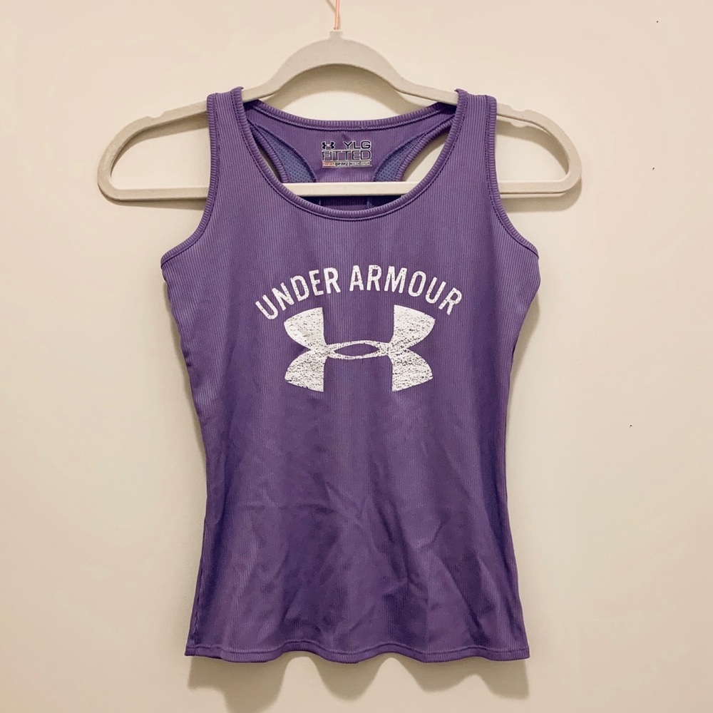 Under Armour Purple Fitted Heat Hear Tank